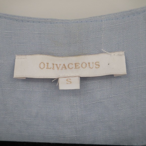 Olivaceous Linen Day Dress Womens S‎ Blue Bohemian Coastal Grandma Cottagecore - Picture 2 of 16